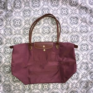 Purple Longchamp Le Pliage Large Tote